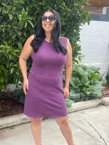 Purple & Black Striped Hemp Dress