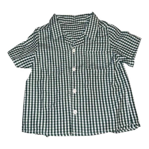 green button up baby shirt